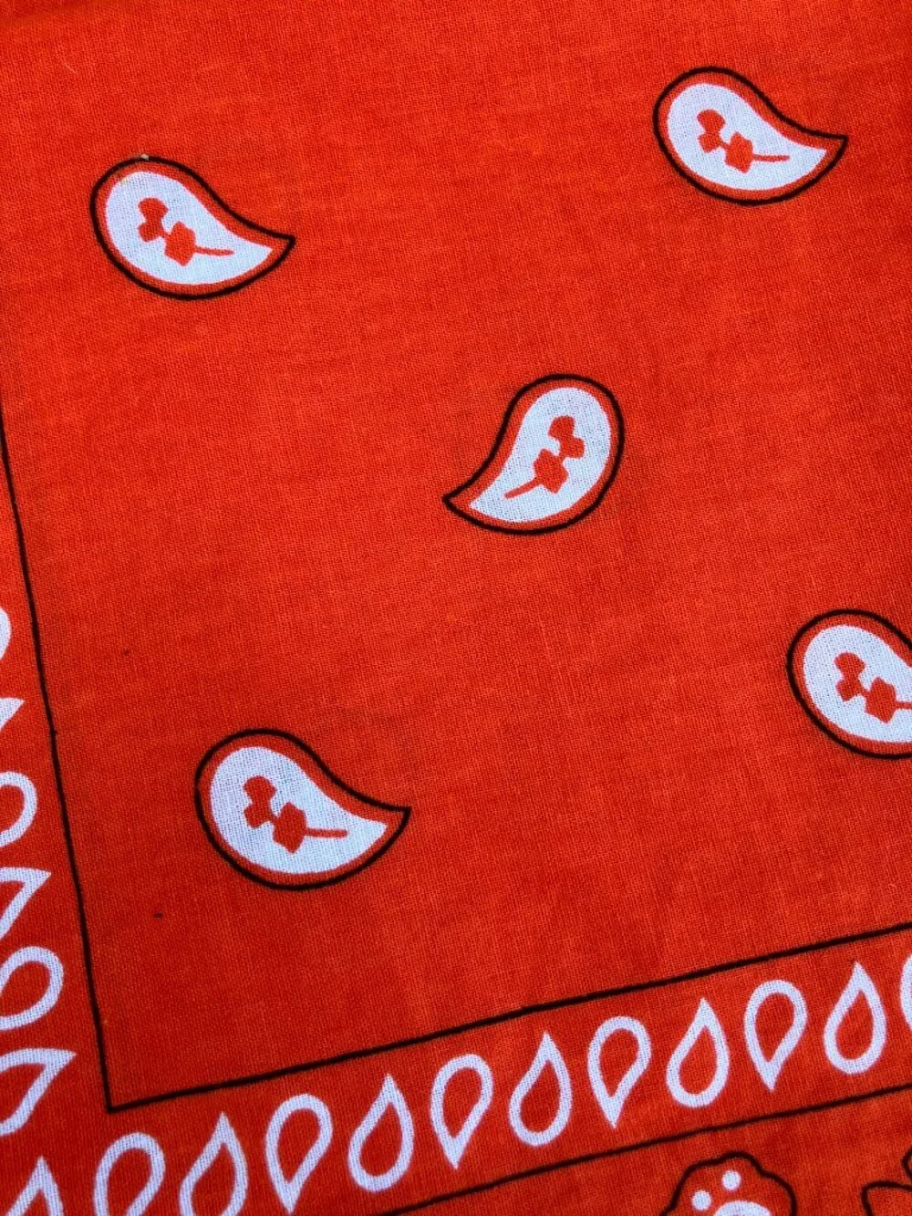 🧡 Pair of Orange Paisley Bandanas 27x27 Large